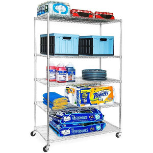 Peso di carico Per ripiano <span class=keywords><strong>in</strong></span> <span class=keywords><strong>acciaio</strong></span> 5 livelli NSF ufficio della metropolitana di stoccaggio industriale scaffalatura metallica <span class=keywords><strong>in</strong></span> metallo con finitura cromata - Product Image 4