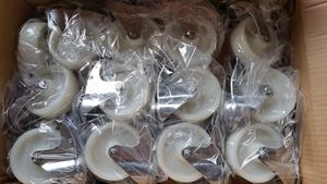 Mão Carrinho Giratório 3 inch 4 inch 5 inch 304 Aço Inoxidável M12 Bolt Hole Bracket Branco PA Roda de Nylon Rodízio - Product Image 4