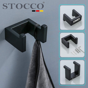 Cao cấp vuông treo tường thép không gỉ 4-Pieces đồ đạc phòng tắm combo-chải khăn Vàng giữ giấy & Robe Hook - Product Image 5