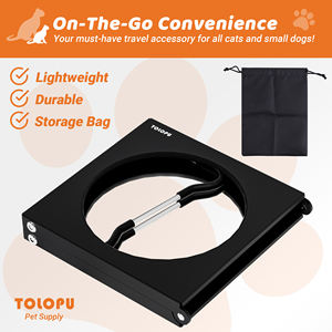 Station d'alimentation portable pour animaux de compagnie en acier inoxydable à double bol, design moderne transparent, support pour gamelles pour chats et petits chiens - Product Image 4