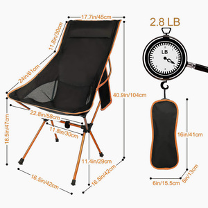 Chaise pliante portable d'extérieur avec cadre en aluminium et tissu Oxford, dossier haut, pour camping et jardin, couleur bleu-noir, design pliable - Product Image 2