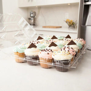 Bon marché, 1 2 <span class=keywords><strong>4</strong></span> 6 12 24 Porte-cupcakes géants transparents pour muffins, boîtes avec couvercle hermétique connecté - Product Image 2