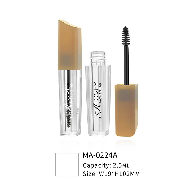 Alovey Conteneur Cosmétique Emballage 2.5ml Le plus récent Tube de mascara carré oblique à paroi lourde avec brosse