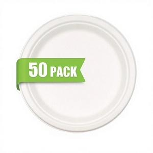 Platos desechables redondos de 9 pulgadas de caña de azúcar para fiestas y buffets - Product Image 1