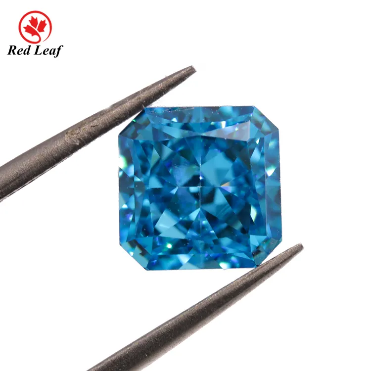 Redleaf gems 7a qualidade cz pedras soltas, azul 4*4mm-12*12mm, formato quadrado, pedra preciosa zircônia cúbica