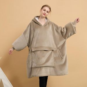 Factory Custom One Size Fits All Winter Dot Printed Christmas Oversized Wearable Giant Hoodie Blanket Sweatshirt Adult Hooded <b>TV</b> - Product Image 2