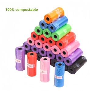 Earth Friendly Dog Waste <b>Bags</b> Biodegradable <b>Compostable</b> Heat Seal PLA+PBAT Screen Printed Custom Logo Green 100pcs Factory - Product Image 1