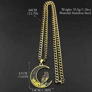 Collana con Pendente in Acciaio Inossidabile Stile Retrò Europeo e Americano, Nodo Celtico Vichingo, Luna e Gugliello - Product Image 5