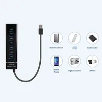 Hub USB 3.0 de 7 Puertos, Super Velocidad, Transferencia de Datos de 5 Gbps, con Cable de 0.3 m para Computadora Portátil, PC, Impresora, Escáner, Disco Duro Externo, en Existencia