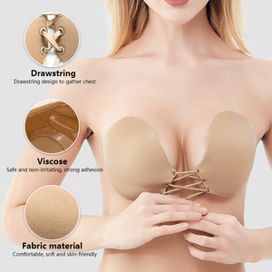 Mới Dày Tay Cup Tái Sử Dụng Silicone Dính <span class=keywords><strong>Strapless</strong></span> Dính Vô Hình Phía Trước Đóng Cửa Vòng Dây Kéo Áo Ngực Cho Phụ Nữ Nâng - Product Image 3