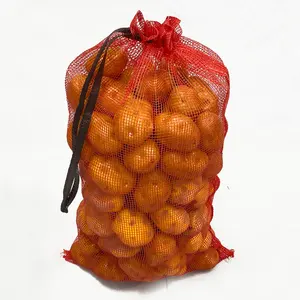 25kg 50lb Custom Onion Sack Potato Seafood Vegetable Lenha PP Leno Mesh Bag Com Etiqueta