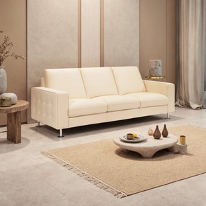 Canapé 2 places en cuir blanc haut de gamme, design moderne, assise profonde, mobilier de luxe pour salon de villa et maison, vente en gros - Product Image 1