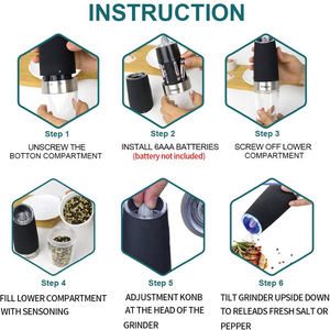 Moulin à sel et à poivre électrique w, ensemble de moulin à poivre et à gravité <span class=keywords><strong>automatique</strong></span>, Shaker en céramique - Product Image 4