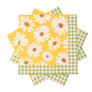 Serviettes imprimées 3 plis personnalisées en gros pour décor de dîner et de rassemblement Serviettes en papier imprimées Bellis Perennis 25*25cm - Product Image 1