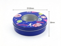 Caja Redonda de Metal con Ventana Transparente de PVC, Lata Circular de Metal para Dulces, Galletas, Embalaje de Regalos