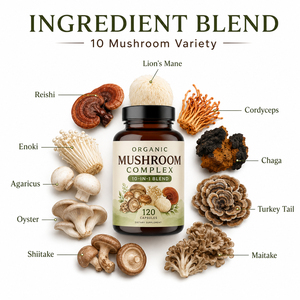 Capsules d'extrait de champignons Reishi et Crinière de lion biologiques, très demandées, pour l'immunité et le cerveau, compléments pour adultes, sans gluten, végétaliens, faibles en sucre - Product Image 5