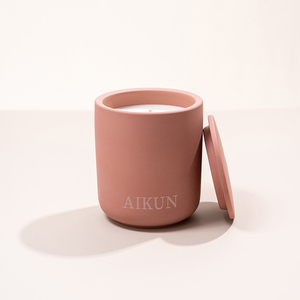 เทียนหอมกลิ่นถั่วเหลือง AIKUN ในโถเซรามิกสุดหรู |   เทียนหอมอโรมาเธอราพีแบบกำหนดเองสำหรับบ้าน กลิ่นหอมเฉพาะตัว ผลิตด้วยมือ ของขวัญ - Product Image 1