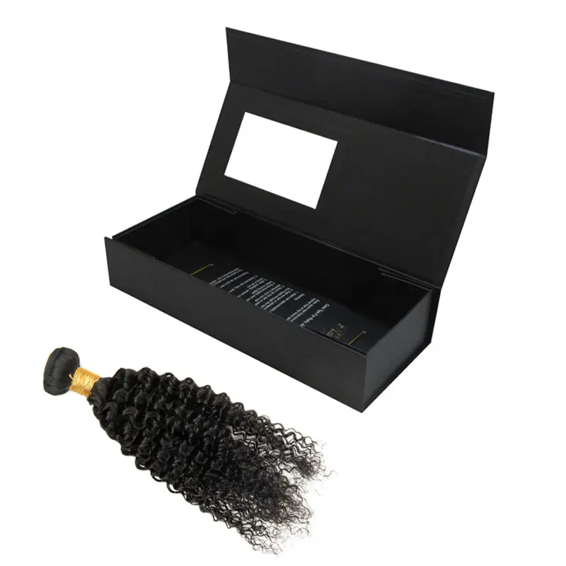 Comprar Papelão Preto Vazio Cabelo Embalagem Custom Made Gift Carton Bundle Cabelo Caixa De Papel Com Janela