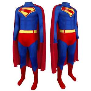 Superhero Tights Jumpsuit Halloween Anime Superhero Cosplay <strong>Costume</strong> Superman Bodysuit Cape Outfit for Adult Man - Product Image 1