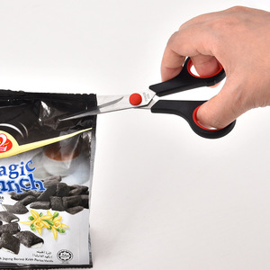 Ciseaux ménagers en acier inoxydable, ensemble de 5 pièces, manche noir et rouge, tête droite, pour la couture à domicile, l'artisanat - Product Image 2