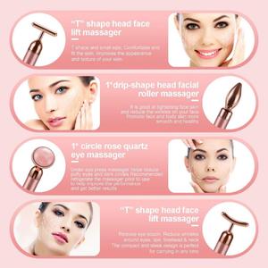 Barre de beauté énergétique en or, quartz rose, masseur facial vibrant en jade pour les soins de la peau - Product Image 3