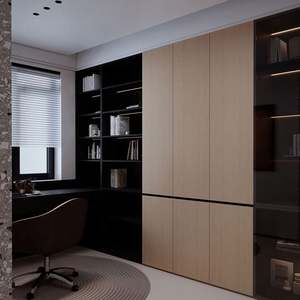 Ensemble de meubles en bois au design moderne personnalisé, comprenant une armoire et une bibliothèque, pour hôtel ou appartement - Product Image 1