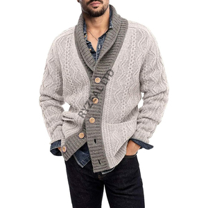 Elegante Cárdigan de Lana para Hombre, Cierre de Botones Delanteros, Cuello Camisero Transpirable, Suéter Abrigado de Invierno para Uso Casual y Formal - Product Image 3