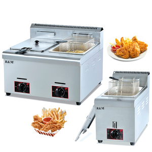 GD-72F <span class=keywords><strong>Friteuse</strong></span> à gaz professionnelle double à bouton rotatif, 2 réservoirs de 6 litres, en acier inoxydable, pour restaurant, usage domestique et extérieur, à poser sur comptoir, au propane - Product Image 1