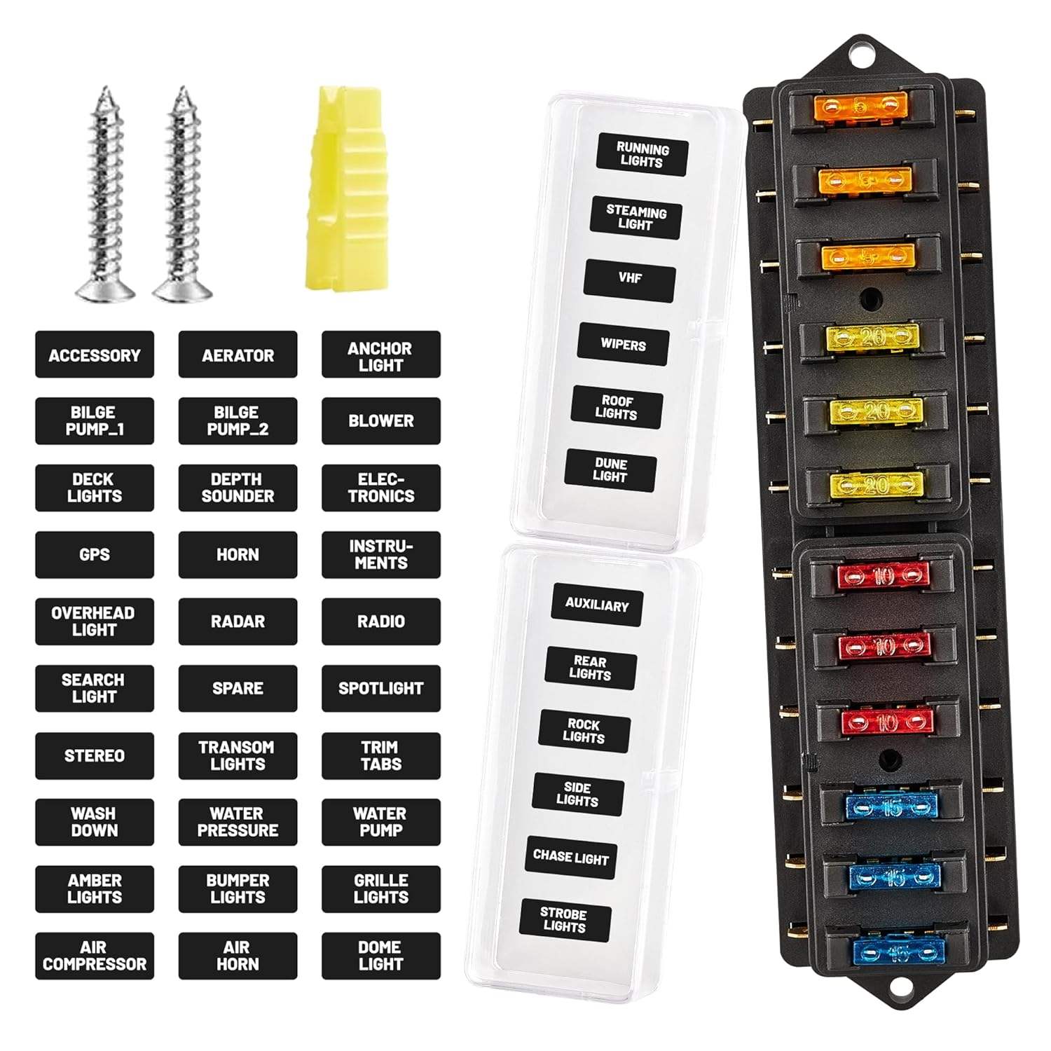 Scatola Portafusibili 6 Vie Elepl | Con 12 Fusibili 5A-20A | Per Auto, Barca, Camper | 12V