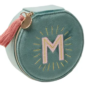 Tassels Round Cosmetic Bag Wholesale Cheap Monogrammed Zipper Green Plush Makeup Bag