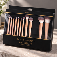 Boîte d'emballage personnalisée pour pinceaux cosmétiques avec fenêtre transparente et trou de suspension, en carton imprimé, pour présentoir de pinceaux de maquillage en vente au détail