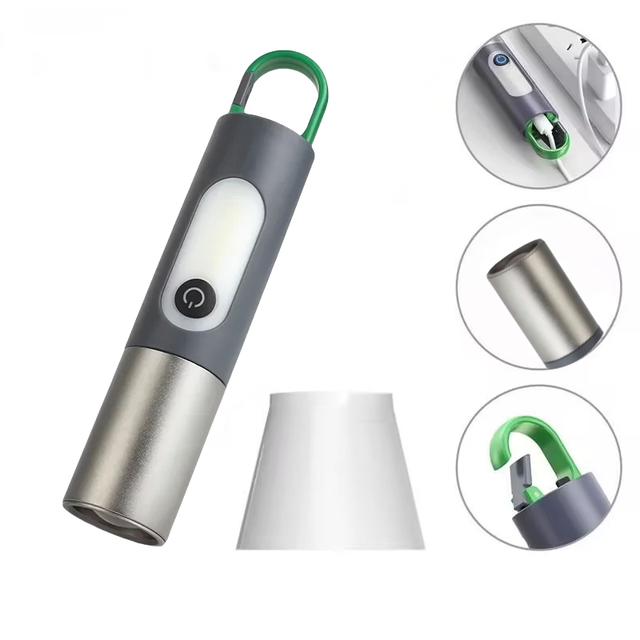 Rechargeable P50+COB LED Flashlight With Hook & Lampshade High Lumens 1200mAh for Outdoor Camping 4 Modes