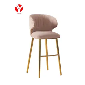 Modernes Design Velvet Counter Bar Chair Home Küche Pub Golden Chromed Barhocker mit hoher Rückenlehne
