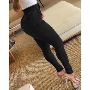 Nueva Moda de Primavera y Otoño: Pantalones de Mujer de Cintura Alta con Aberturas y Pierna Estrecha - Product Image 4