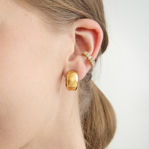 <b>Clip</b>-on Earrings Geometric Zircon Channel Setting Gold Tone For Women Party Jewelry - Product Image 2