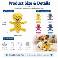 Jouet pour chien et chat en corde de coton classique en forme humaine, durable, tressé, pour nettoyer les dents, interactif, anti-anxiété, pour l'entraînement