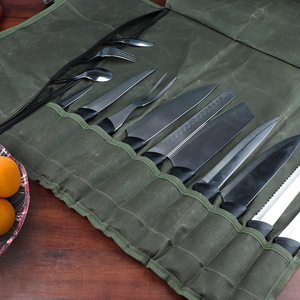 Portable ciré toile Chef couverts couteau rouleau sac outils de cuisson mallette de rangement pour la maison cuisine voyage Camping - Product Image 4