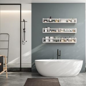 Estantes Flotantes Largos <span class=keywords><strong>de</strong></span> Madera Blanca para Niños Pequeños, Estantes Colgantes <span class=keywords><strong>de</strong></span> Pared para Libros, para la Habitación <span class=keywords><strong>de</strong></span> Bebés y Niños - Product Image 4