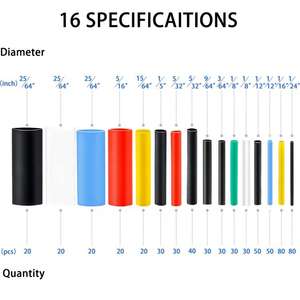 580Pcs 2:1 Verhouding Pe Diy Termoencogible Industriële Elektrische Waterpoef Heat Shrink Wrap Kabel Mof Tubing Assortiment Kit - Product Image 6