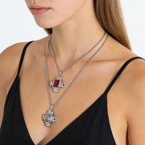 Collar con Colgante de Cruz Geométrica con Gemas - Diseño con Opción de Gemas Multicolores, Estilo Moderno y Versátil para Reuniones Informales - Product Image 5