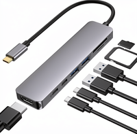 Hub USB-C pour MacBook Pro/Air, 7 ports, lecteur de cartes SD/TF, 100W PD, USB 3.0, audio, vidéo 4K, station d'accueil en stock