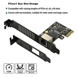 IOCREST 5G PCI-E To RJ45 Network Card RTL8126 Chip Gigabit Ethernet PCI Express Network Card 10/100/2500/5000Mbps 1Gbps/5Gbps