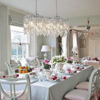 Lustre rectangulaire en cristal pour salle à manger, luminaires suspendus modernes en chrome linéaire pour îlot de cuisine, hôtel