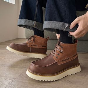 Bottes montantes rétro tendance pour hommes automne 2026 – Chaussures décontractées et élégantes pour le travail - Product Image 1