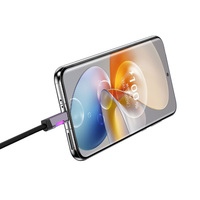 Kabel Data USB a ke Type C 60W LED Glow RGB 7 Warna Gradasi Lampu Pijar, Pengisian Daya Super Cepat, Kabel Data RGB