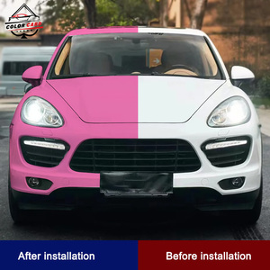 Rouleau de vinyle PET rose ultra brillant avec changement de couleur Autocollants pour voiture Bâton sec Film d'emballage pour voiture Films de voiture à dégagement d'air - Product Image 3