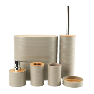 <strong>Bamboo</strong> Covered Bathroom <strong>Wash</strong> Plastic Six Piece <strong>Set</strong> - Product Image 1