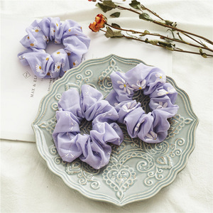 New Korean <strong>Hair</strong> Accessories Purple <strong>Flower</strong> Printed Elastic <strong>Hair</strong> <strong>Band</strong> <strong>Hair</strong> Ties Soft Fabric Scrunchies for Women - Product Image 3