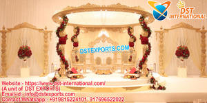 Mandap Redondo de Madera Antiguo con Diseño de Pavo Real para Bodas Tradicionales Indias, Artesanía de Nueva Zelanda para Eventos en Australia - Product Image 3