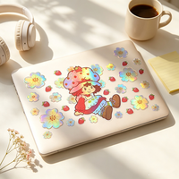 Autocollants personnalisés en vinyle découpé à la forme, imperméables, à double face, avec impression de personnages de dessins animés mignons, autocollants holographiques arc-en-ciel